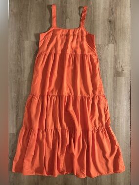 Orange Tencel Tiered Maxi Dress Women’s Small The Drop